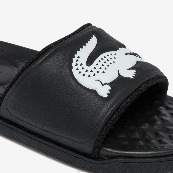 mujer Lacoste 6F242699 blanco y negro 312 chanclas croco dualiste con correa sintética y logo