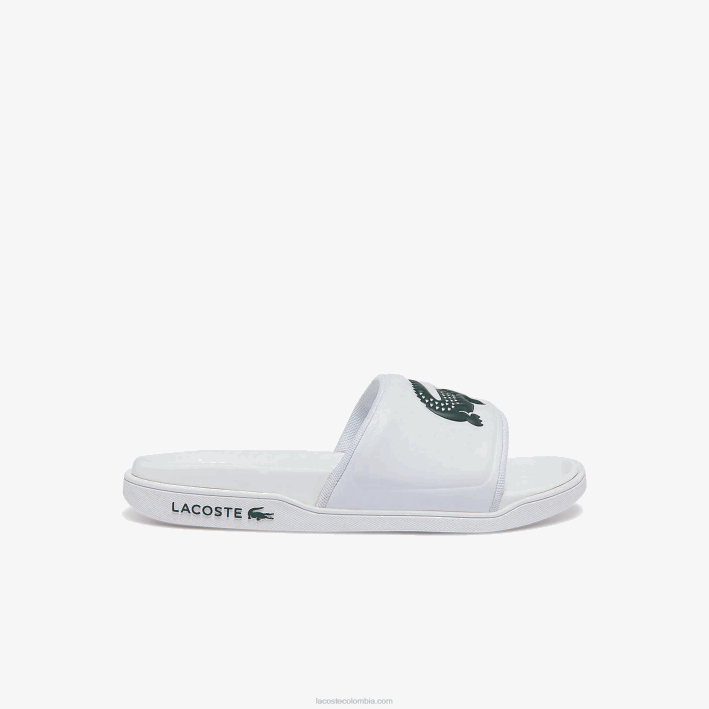 mujer Lacoste 6F242700 blanco y verde oscuro 1r5 chanclas croco dualiste con correa sintética y logo