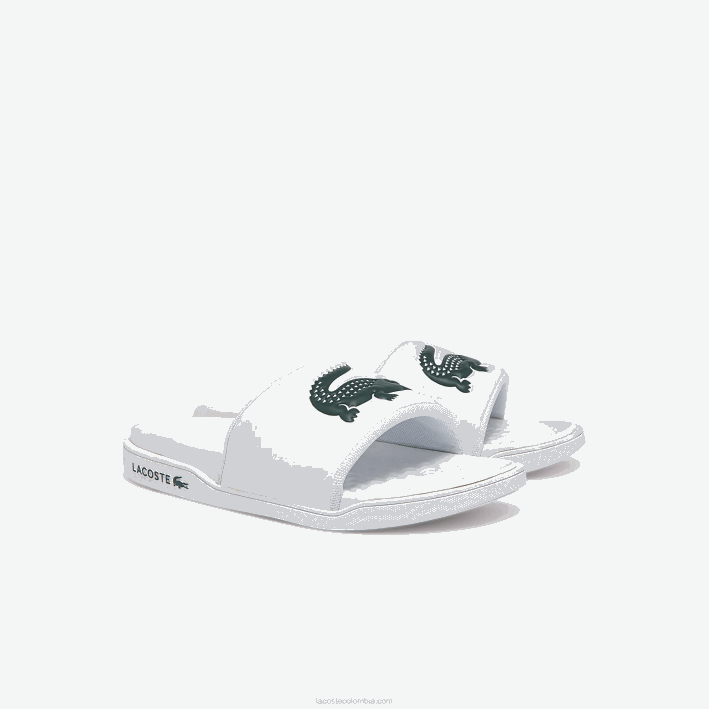 mujer Lacoste 6F242700 blanco y verde oscuro 1r5 chanclas croco dualiste con correa sintética y logo