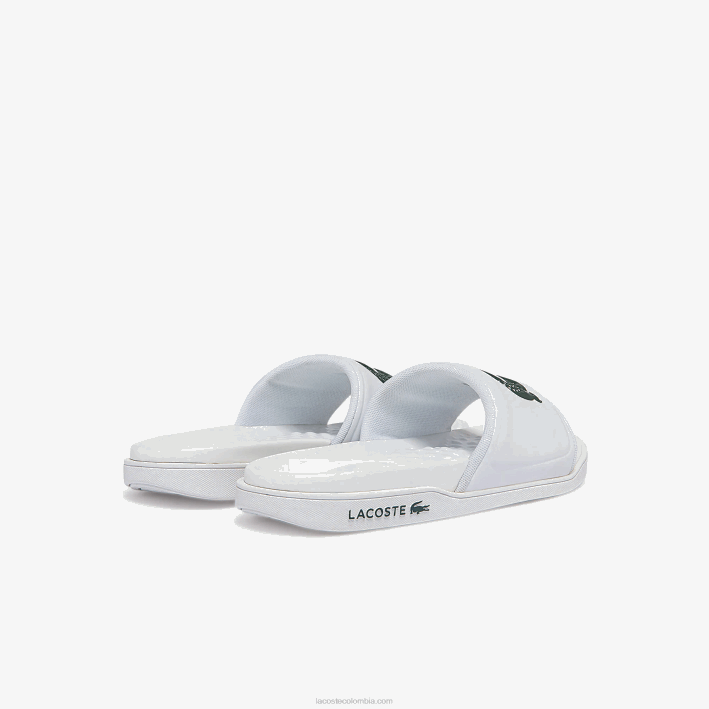 mujer Lacoste 6F242700 blanco y verde oscuro 1r5 chanclas croco dualiste con correa sintética y logo