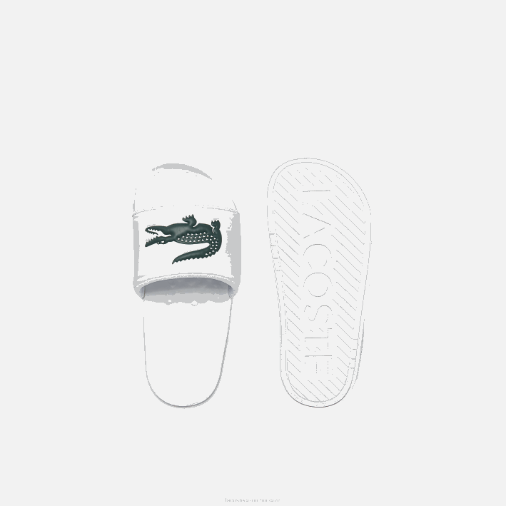 mujer Lacoste 6F242700 blanco y verde oscuro 1r5 chanclas croco dualiste con correa sintética y logo