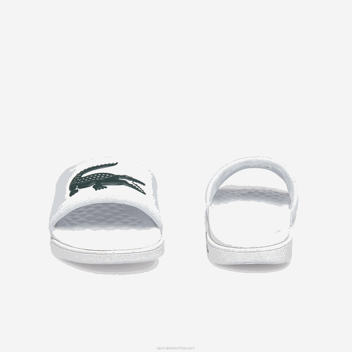 mujer Lacoste 6F242700 blanco y verde oscuro 1r5 chanclas croco dualiste con correa sintética y logo