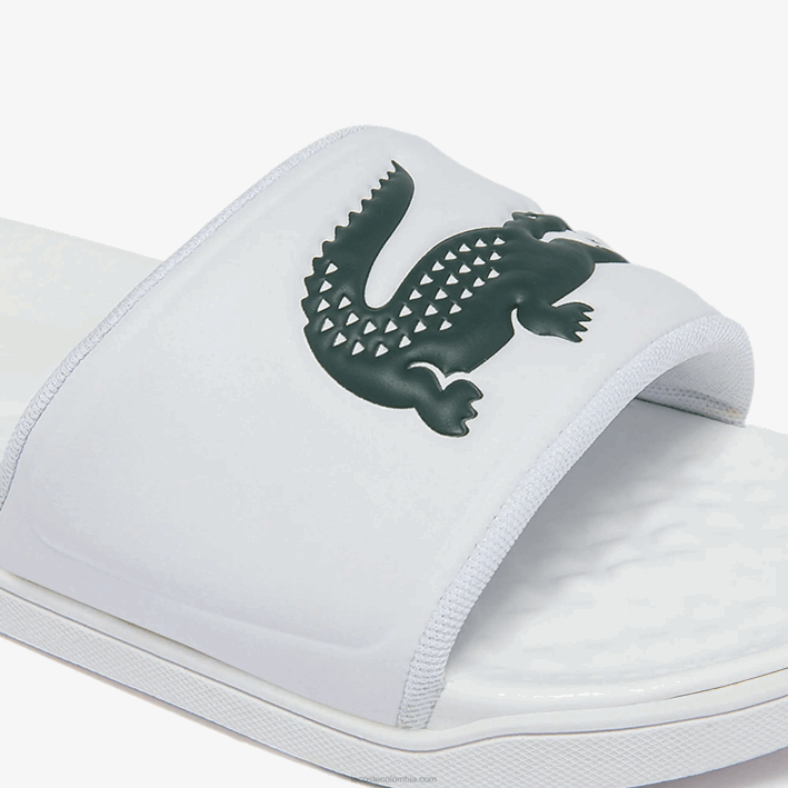 mujer Lacoste 6F242700 blanco y verde oscuro 1r5 chanclas croco dualiste con correa sintética y logo