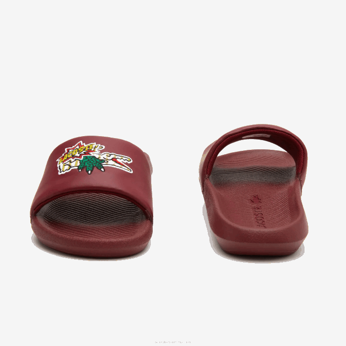 mujer Lacoste 6F242706 amr amarillo burdeos chanclas sintéticas de cocodrilo