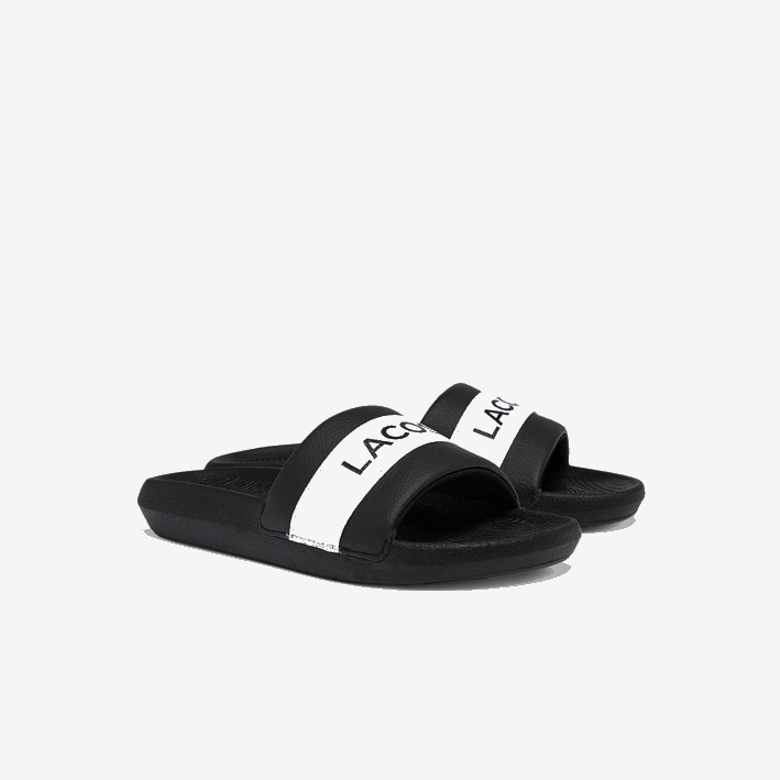 mujer Lacoste 6F242709 blanco y negro 312 chanclas de piel sintética y textil croco