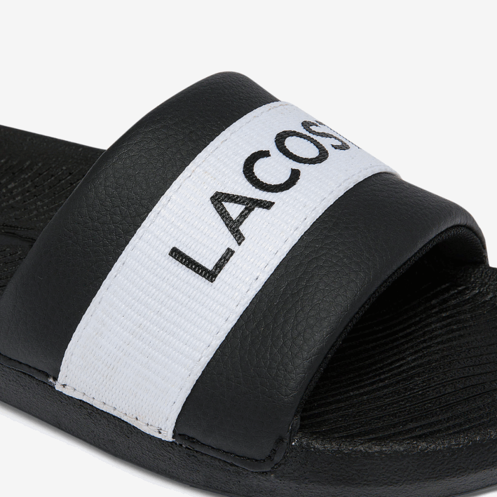 mujer Lacoste 6F242709 blanco y negro 312 chanclas de piel sintética y textil croco