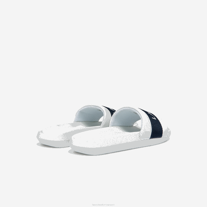 mujer Lacoste 6F242710 blanco y azul marino 042 chanclas de piel sintética y textil croco