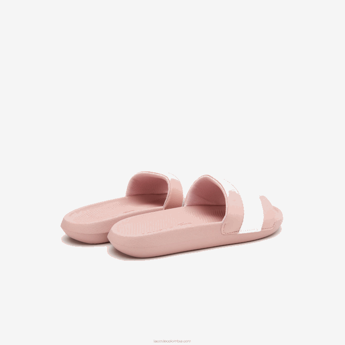 mujer Lacoste 6F242711 rosa claro y blanco 208 chanclas de piel sintética y textil croco