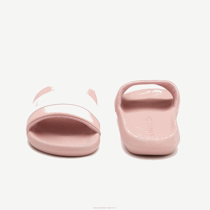 mujer Lacoste 6F242711 rosa claro y blanco 208 chanclas de piel sintética y textil croco