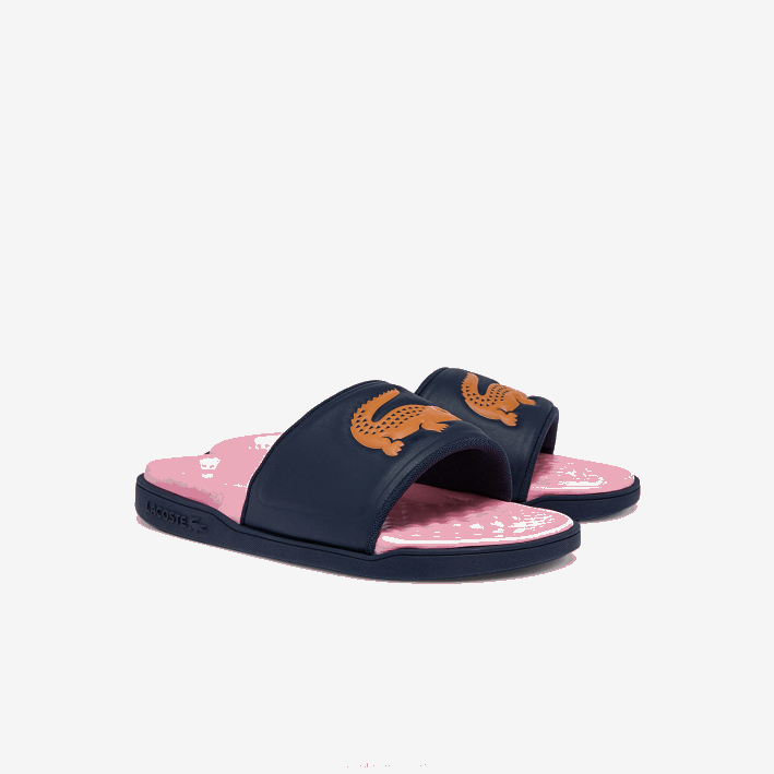 mujer Lacoste 6F242736 azul marino y naranja 325 chanclas sintéticas croco dualiste