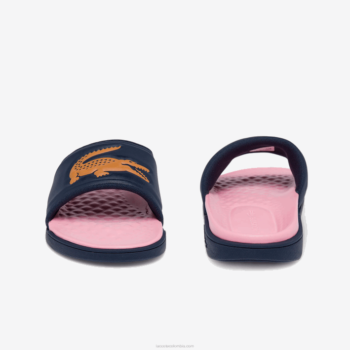 mujer Lacoste 6F242736 azul marino y naranja 325 chanclas sintéticas croco dualiste