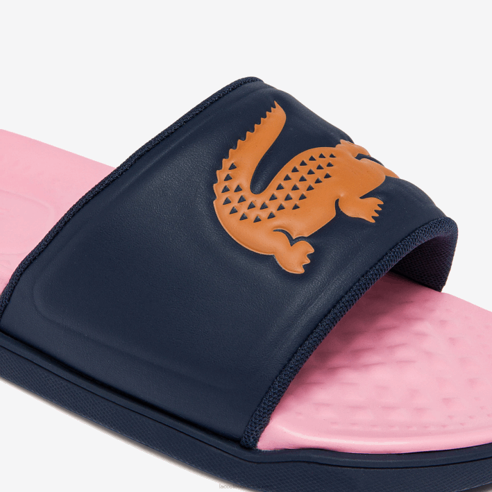 mujer Lacoste 6F242736 azul marino y naranja 325 chanclas sintéticas croco dualiste