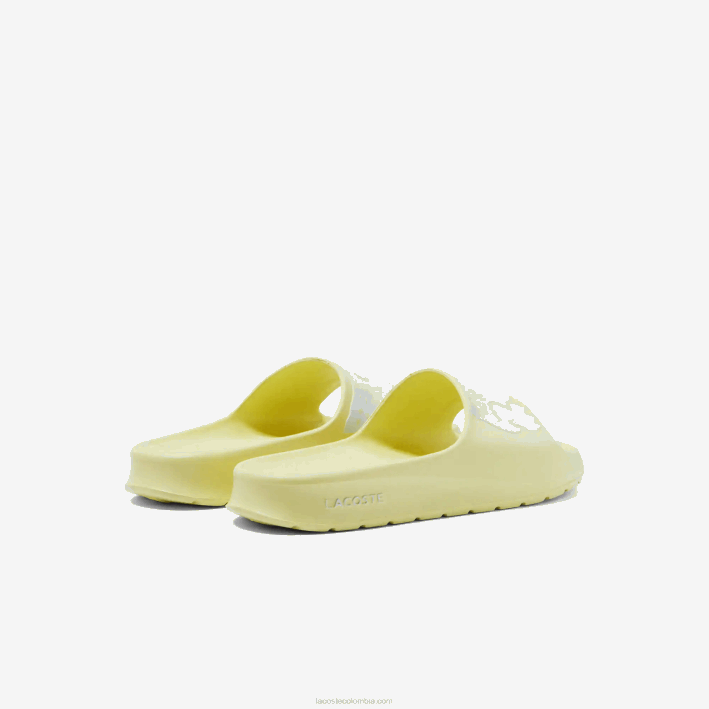 mujer Lacoste 6F242759 amarillo claro y blanco 241 chanclas de piel sintética croco 2.0 con correa del logo