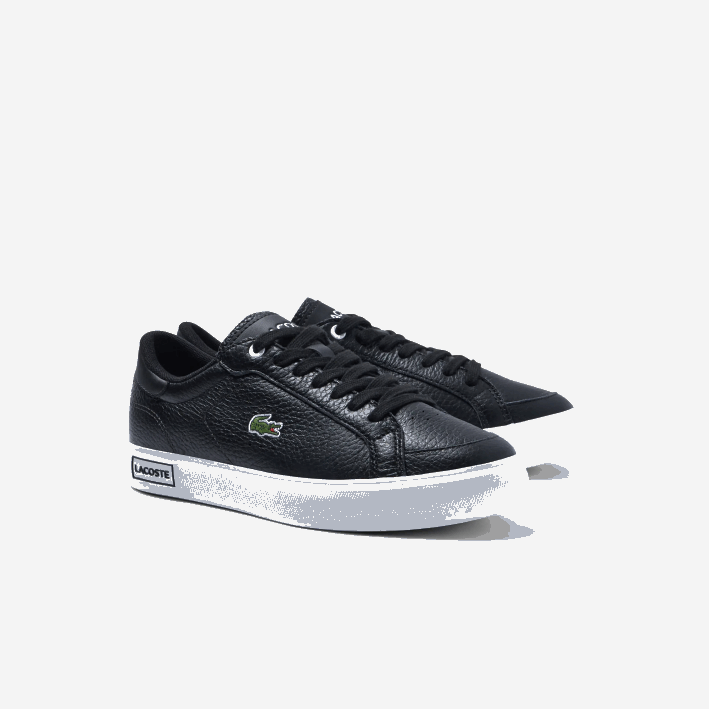 mujer Lacoste 6F242682 blanco y negro 312 tenis powercourt con detalles de cuero