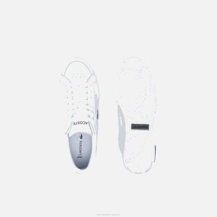 mujer Lacoste 6F242683 blanco y negro 147 tenis powercourt con detalles de cuero