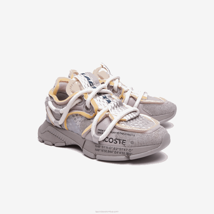 mujer Lacoste 6F242692 gris blanco 1e7 zapatillas deportivas l003 active runway textil