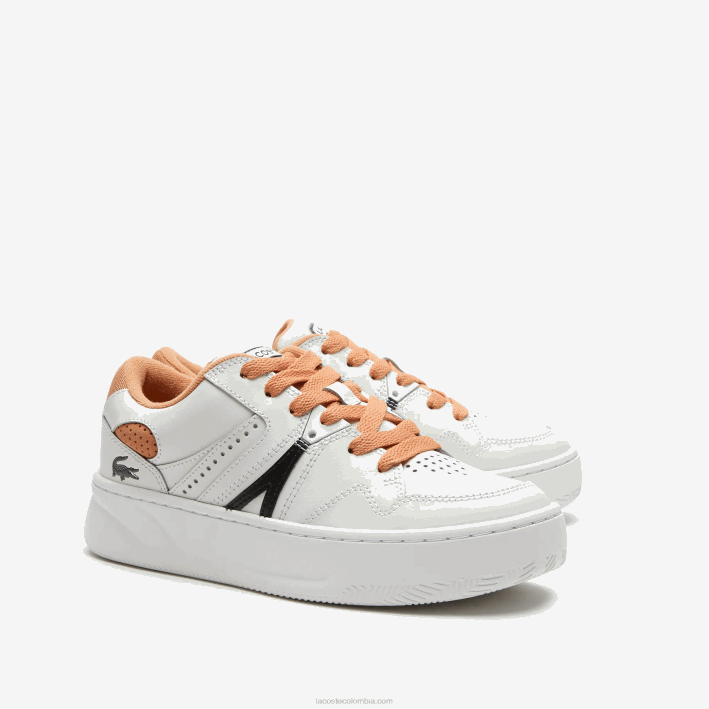 mujer Lacoste 6F242713 bronceado blanco 291 zapatillas l005 de piel