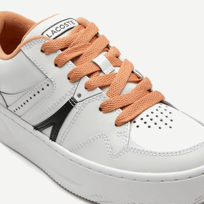 mujer Lacoste 6F242713 bronceado blanco 291 zapatillas l005 de piel
