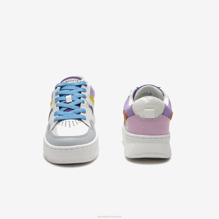 mujer Lacoste 6F242714 violeta claro blanco 1t6 zapatillas l005 de piel