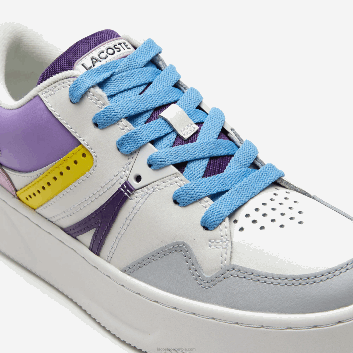 mujer Lacoste 6F242714 violeta claro blanco 1t6 zapatillas l005 de piel