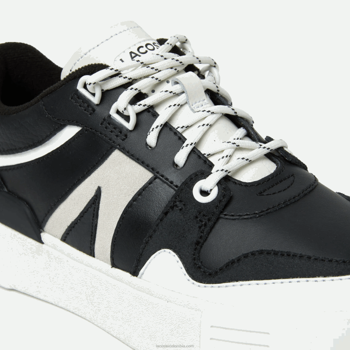 mujer Lacoste 6F242719 blanco y negro 312 tenis l002 de piel con detalles pop