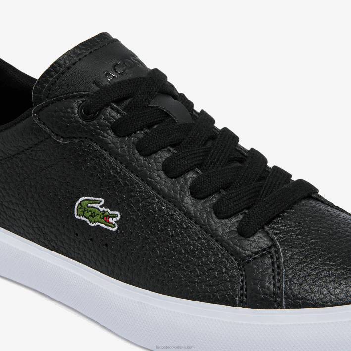 mujer Lacoste 6F242721 blanco y negro 312 zapatillas powercourt de piel y material sintético