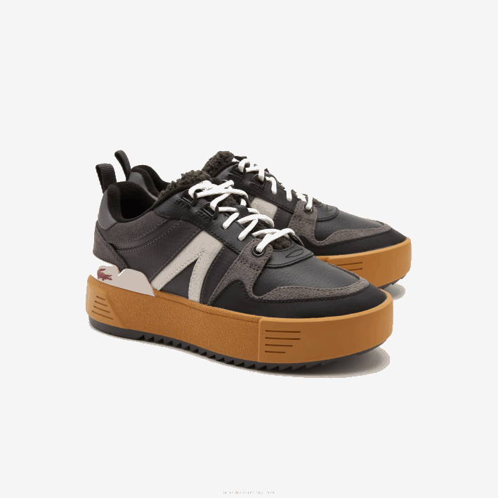 mujer Lacoste 6F242728 negro rosa 1j1 l002 zapatos de exterior de cuero de invierno