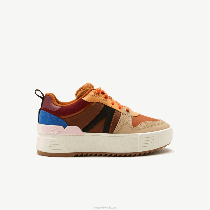 mujer Lacoste 6F242729 marrón rosa 7e1 l002 zapatos de exterior de cuero de invierno