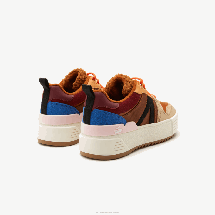 mujer Lacoste 6F242729 marrón rosa 7e1 l002 zapatos de exterior de cuero de invierno