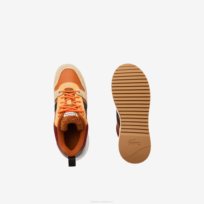 mujer Lacoste 6F242729 marrón rosa 7e1 l002 zapatos de exterior de cuero de invierno