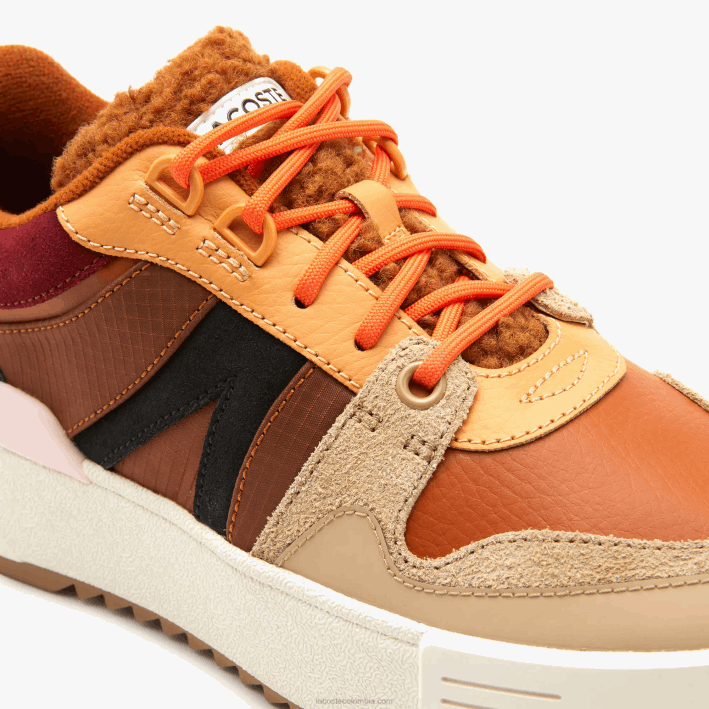 mujer Lacoste 6F242729 marrón rosa 7e1 l002 zapatos de exterior de cuero de invierno