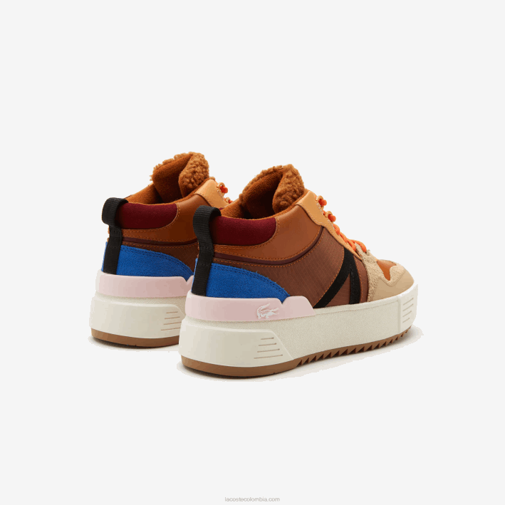mujer Lacoste 6F242738 marrón rosa 7e1 l002 zapatos de exterior de cuero medio de invierno