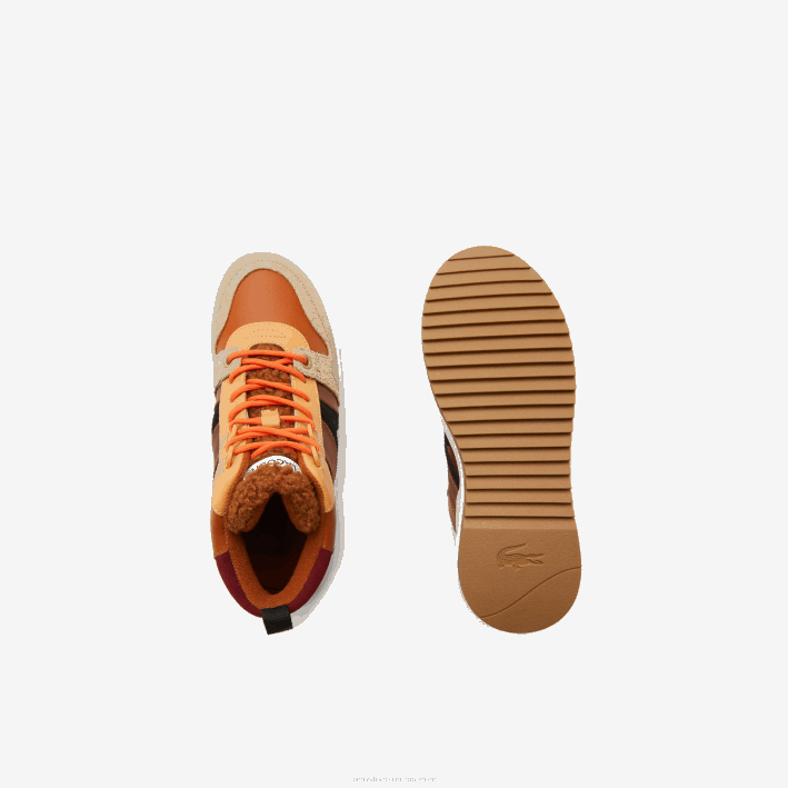 mujer Lacoste 6F242738 marrón rosa 7e1 l002 zapatos de exterior de cuero medio de invierno