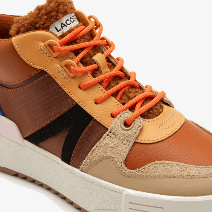 mujer Lacoste 6F242738 marrón rosa 7e1 l002 zapatos de exterior de cuero medio de invierno