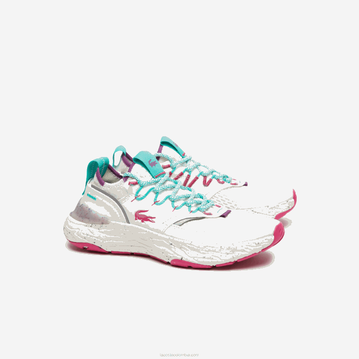 mujer Lacoste 6F242739 blanco y rojo 286 zapatillas re-comfort de material sintético y textil