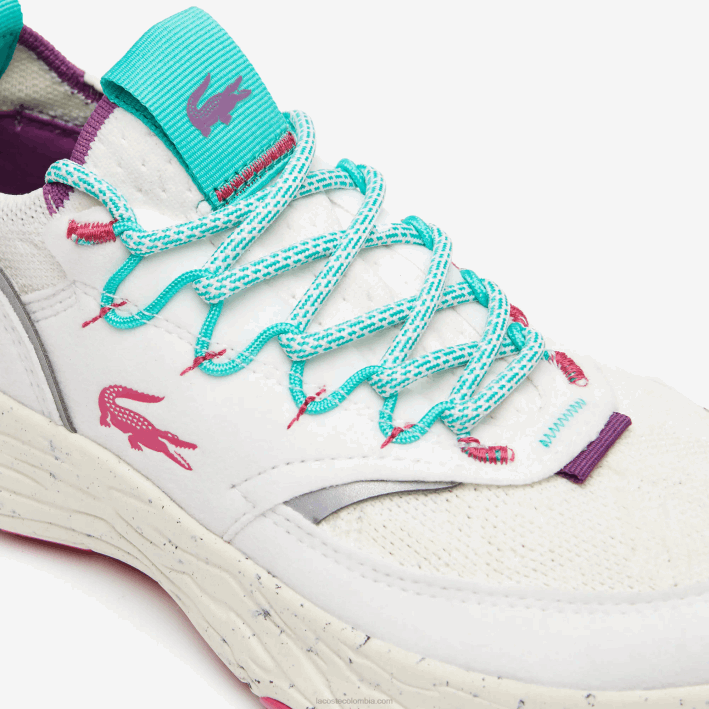 mujer Lacoste 6F242739 blanco y rojo 286 zapatillas re-comfort de material sintético y textil