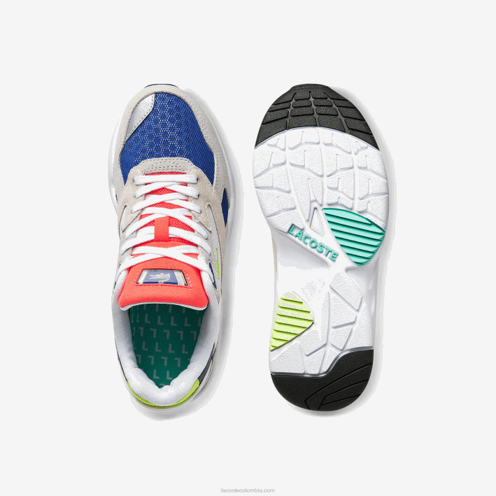 mujer Lacoste 6F242740 gris claro y verde claro lg1 zapatillas storm 96 lo colorblock de tela