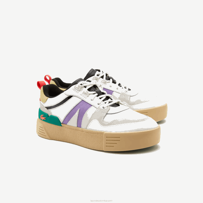 mujer Lacoste 6F242741 blanco/verde 082 Deportivas l002 de piel y ante color pop