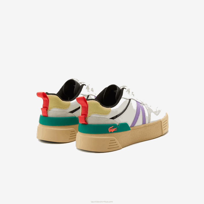 mujer Lacoste 6F242741 blanco/verde 082 Deportivas l002 de piel y ante color pop