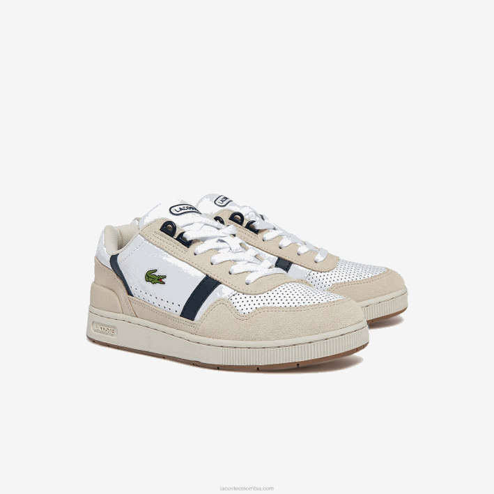 mujer Lacoste 6F242747 blanco y azul marino 042 tenis roland garros t-clip