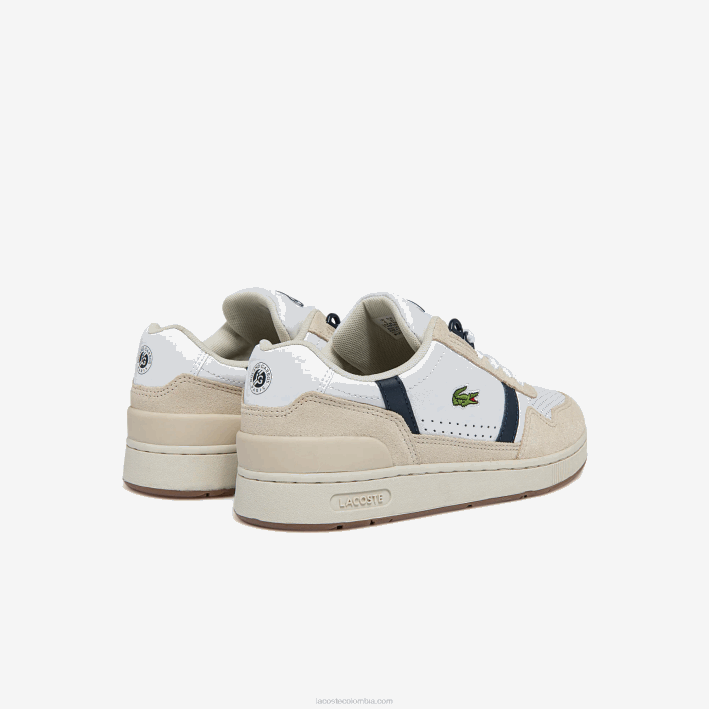 mujer Lacoste 6F242747 blanco y azul marino 042 tenis roland garros t-clip