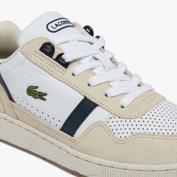mujer Lacoste 6F242747 blanco y azul marino 042 tenis roland garros t-clip