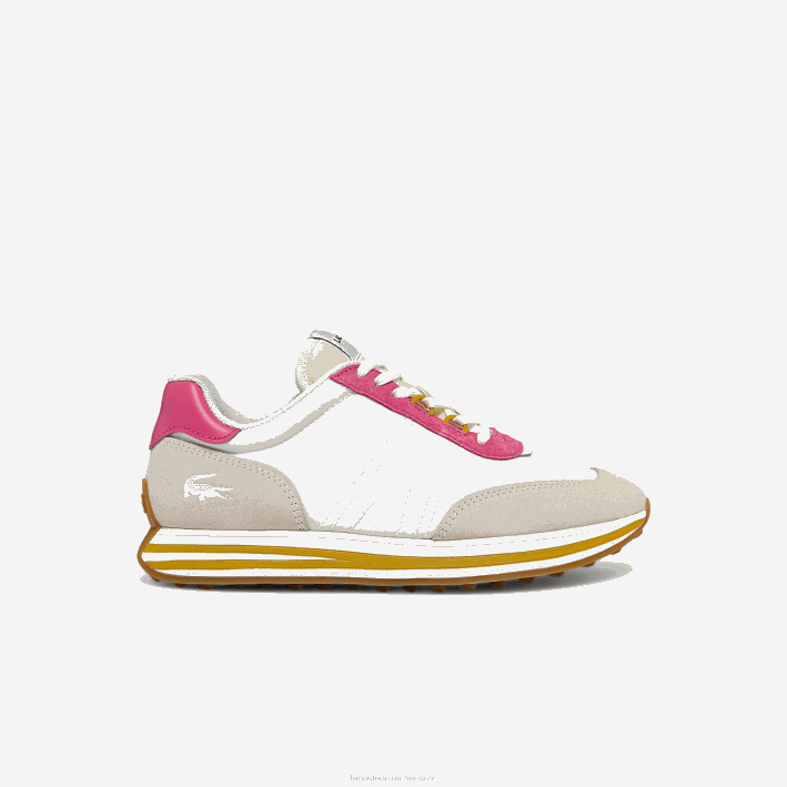 mujer Lacoste 6F242752 blanco y rosa b53 tenis L-spin de tela mujer Lacoste 6F242752 blanco y rosa b53 tenis L-spin de tela