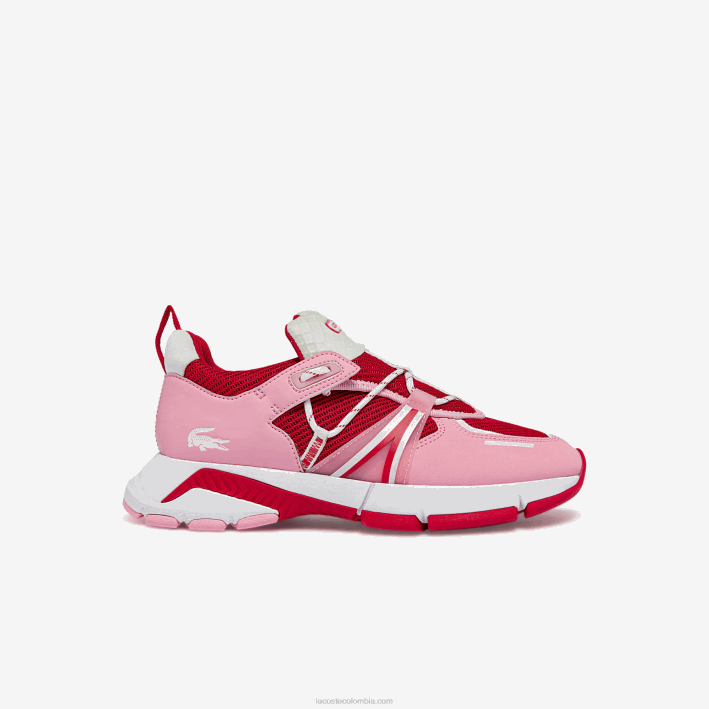mujer Lacoste 6F242754 rosa y blanco f50 tenis l003 de tela con bloques de color mujer Lacoste 6F242754 rosa y blanco f50 tenis l003 de tela con bloques de color