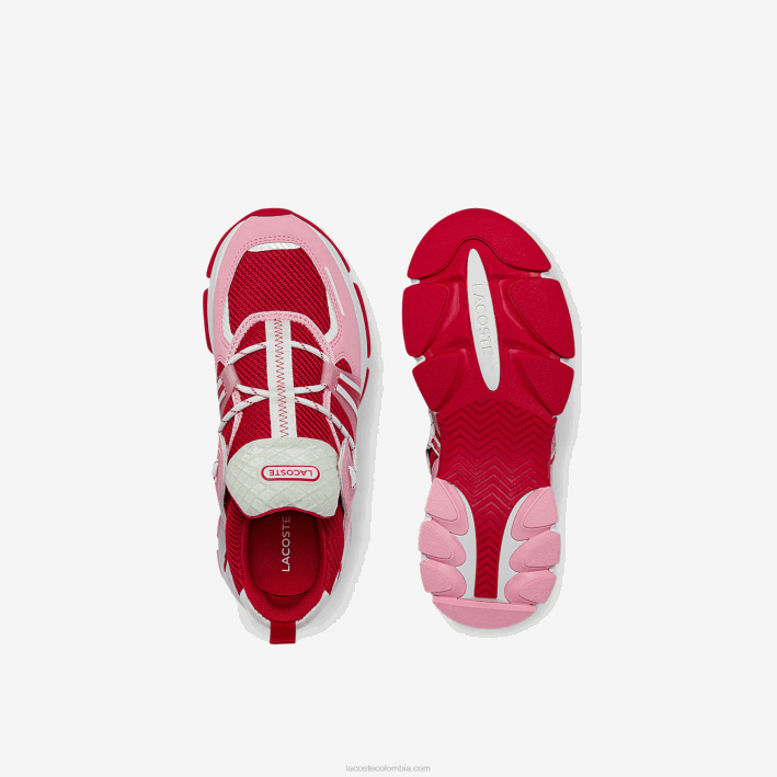 mujer Lacoste 6F242754 rosa y blanco f50 tenis l003 de tela con bloques de color