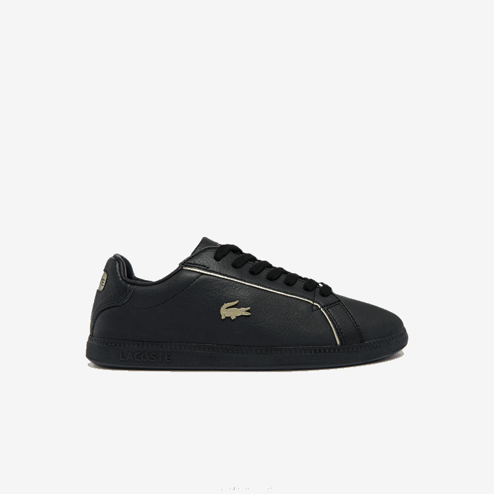 mujer Lacoste 6F242757 negro 02h tenis de piel con detalles metalizados mujer Lacoste 6F242757 negro 02h tenis de piel con detalles metalizados