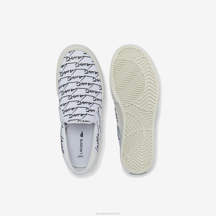 mujer Lacoste 6F242707 blanco y hueso 65t sin cordones impresos en lienzo con servicio de salto
