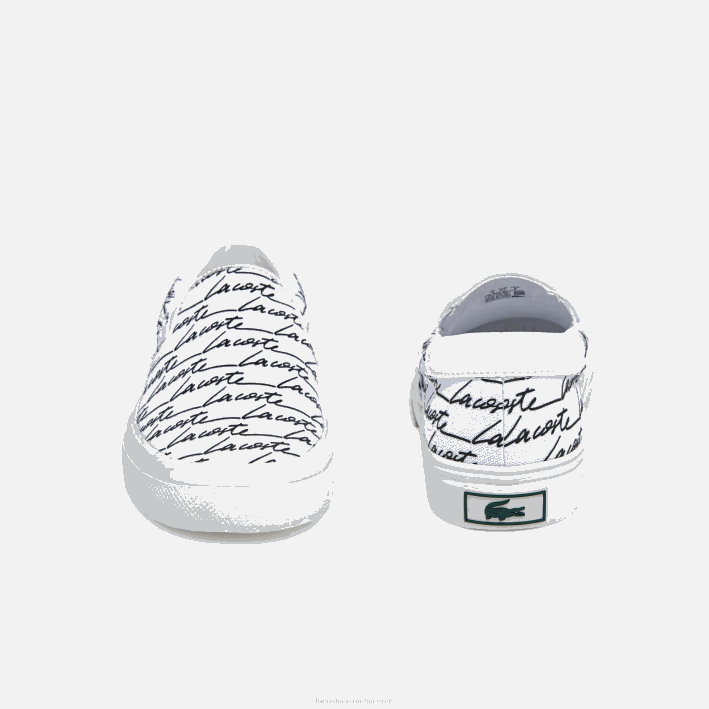 mujer Lacoste 6F242707 blanco y hueso 65t sin cordones impresos en lienzo con servicio de salto