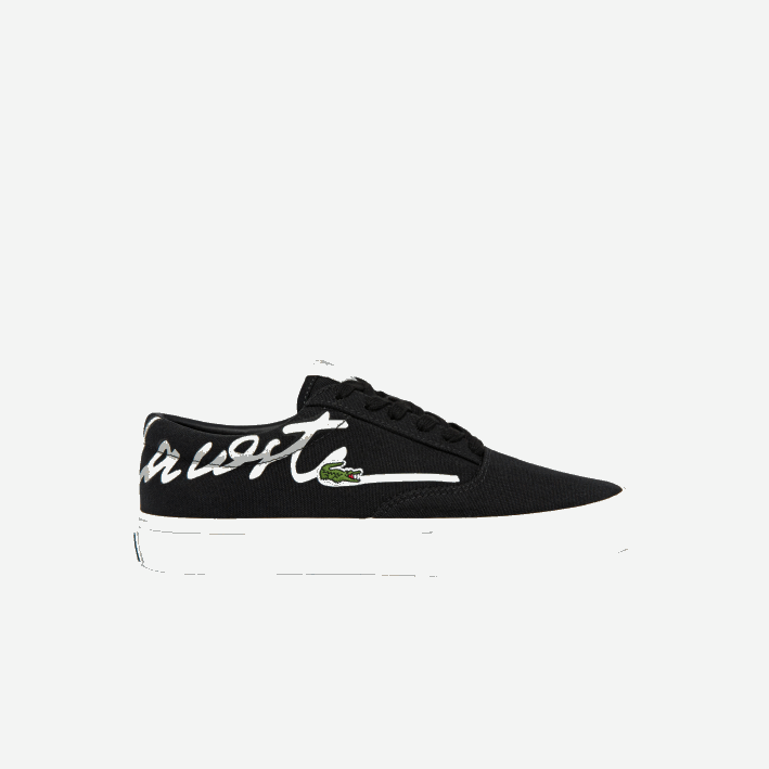 mujer Lacoste 6F242716 negro y blanco hueso 454 tenis Jump Serve de lona con encaje
