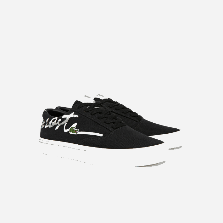 mujer Lacoste 6F242716 negro y blanco hueso 454 tenis Jump Serve de lona con encaje